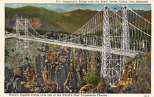 Postcard CO Canon City Suspension Bridge Royal Gorge Linen Vintage PC H3038 picture
