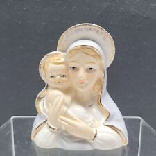 Vtg Virgin Mary Madonna Baby Jesus Planter Gold Trim 4.5