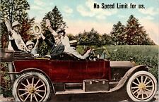 C.1910s NO SPEED LIMIT FOR US Early Motor Car Romance Humor Postcard A520 picture