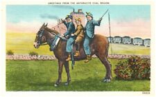 Postcard Greetings from Anthracite Coal Region ~ Miners on Horseback picture