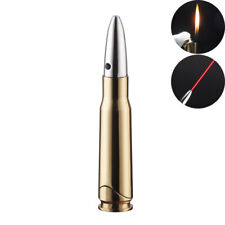 Metal Bullet Lighter with Red Laser Refillable Butane Gas Cigarette Lighter Gold picture