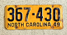 1949 NORTH CAROLINA license plate - SHARP ORIGINAL old antique vintage auto tag picture