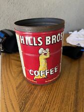 Vintage HILLS BROS Coffee Can Without  Lid / Tin | 2 Lb | Kitchen/Advertising picture