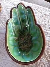 Vintage 1962 Treasure Craft Hand Trinket/Ashtray Made In Compton, CA Blue Green picture