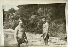 1970s Shirtless Trunks Bulge Guys Muscular Men Vintage B&W Photo Snapshot picture