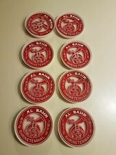 SET OF 8 VTG SHRINERS CENTENNIAL COASTERS 1872 - 1972 HOLDER AND CASE picture