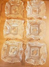 Six Vintage Indiana Glass Clear Diamond Point Ruffled Candy Bowl Trinket Dishes picture