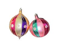 Mercury Glass Christmas Ornament Pink Blue Purple Poland Glittered Mica VTG picture