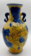 Yellow And Blue Ceramic Vase With Grapes 9