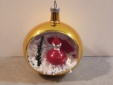 1950s Rare gold VTG Mercury Glass 3D Diorama Christmas Ornament Made In Japan picture