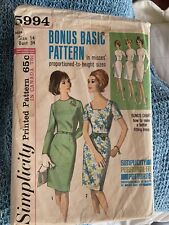 VTG 1960s Simplicity Sewing Pattern Dress Size 14 picture
