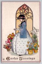 Margaret Evans Price MEP Pretty Lady Church Stained Glass Flowers Postcard S26 picture
