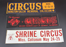 Lot of 3 Vintage Circus Bumper Stickers picture