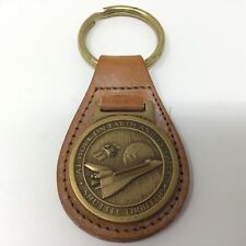 vintage NASA Space Shuttle Orbiter Key Ring Metal - Leather 1981 picture