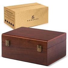 Wooden Keepsake Box - Large Walnut Wooden Storage Box with Hinged Lid and Dua... picture