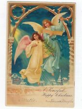 1904 Christmas Postcard 2 Angels Int'l Art Posted picture