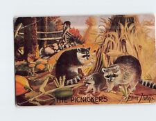 Postcard The Picnickers Cute Raccoons picture