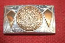 VINTAGE STERLING SILVER AZTEC CALENDAR MEXICAN BELT BUCKLE NEW .925 picture