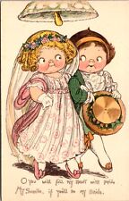Art Postcard Child Bride and Groom Love Sweethearts Romance Wedding picture