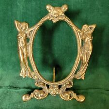 Antique Art Nouveau Ornate Solid Brass Metal Picture Frame Gilded Lady Woman picture