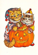 Evelyn Gathings HALLOWEEN CAT Pumpkin 1987 Postcard picture