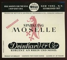 VINTAGE DEINHARD & CO SPARKLING MOSELLE LABEL GERMANY JULIUS WILE NEW YORK 13-83 picture