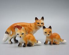 Frisco Golden Gate Bone China Japan 3-Piece Miniature Fox Figurine Family picture