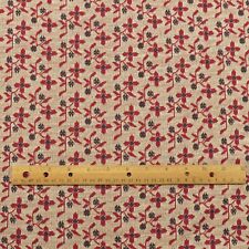 Vintage 1970s Flower Knit Fabric Red Blue White 1.4 YD picture