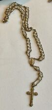 Vintage Rosary Catholic Jacob’s Ladder Pearl Color Glass Beads picture