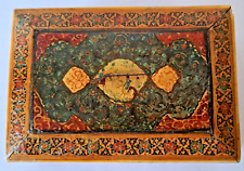 Vtg Persian Lacquered Inlaid Khatam Marquetry Hunting or Polo Scene Trinket Box picture