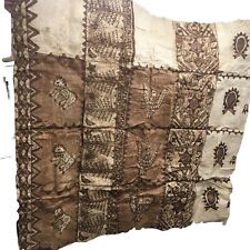 LARGE Vintage Polynesian  Tapa Bark Cloth Textile Pacific Islands   77”x74” picture