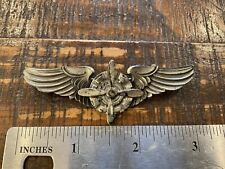 ORIGINAL WWII USAAF RARE AMICO STERLING FLIGHT ENGINEER WINGS FULL SIZE, PB picture