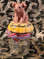 Opryland USA Glass Jar w Cute Pig Lid Souvenir Nashville Tennessee picture