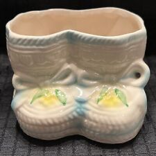 Vintage Nancy Pew Ceramic Blue & White Baby Booties Planter, Giftware Co. picture