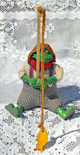 Vintage Russ Berrie Green Boy Frog Tadpole With Straw Hat And Fishing Pole picture