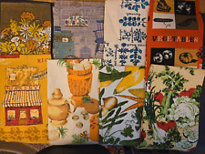 9 vintage kitchen tea towels linen unused Whitmore Travis vegetables Kay Dee picture