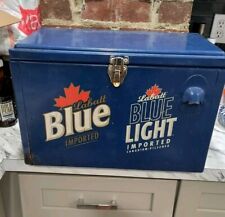 Rare Vintage Labatt Blue Canadian Beer Cooler Steel Ice Chest Light Bar   picture