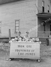 1941 Boys Selling Iron Ore Souvenirs, Hibbing, MN Old Photo 8.5