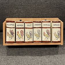 Vtg Ceramic Book Spice Containers 6pcs Salt Pepper Shakers Cork Stoppers Japan picture