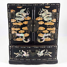 Vintage Hand Painted Lacquered Inlaid Mother of pearl Abalone Jewelry box picture