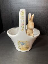 VTG 1998 Easter PETER RABBIT Bunny Basket Beatrix Potter Ceramic Planter Vase 8” picture