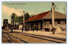 1908 Union Depot Station Railroad Wagon Osceola Iowa IA Posted Antique Postcard picture