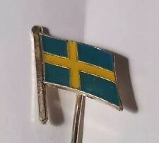 Antique Swedish National Day Flag of Sweden Yellow Scandinavian Cross Pin Badge picture