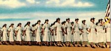 USAF Postcard Women In Summer Uniforms Lackland Airforce Base Waf Parade 1940's picture