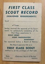 Boy Scouts First Class Scout Record Card Vintage Checklist BSA Unused picture