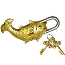 Brass Key Lock Fish Shape Handcrafted Padlock with 2 Security Keys picture