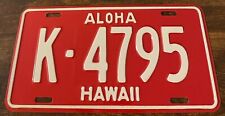 1957 1958 1959 1960 Vintage Red Hawaii License Plate K-4795 Aloha State picture