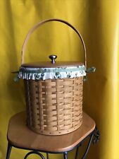 Longaberger Ice Bucket Basket Combo - Wood Lid Insulated Insert With lid Liner picture