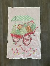 Vintage Flower Cart All Pure Linen Dish Cloth Made In Ireland picture