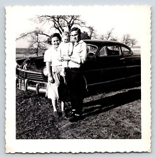 Photograph Vintage Hudson Automobile Family Man Woman Boy Outdoors Texas 1948 picture